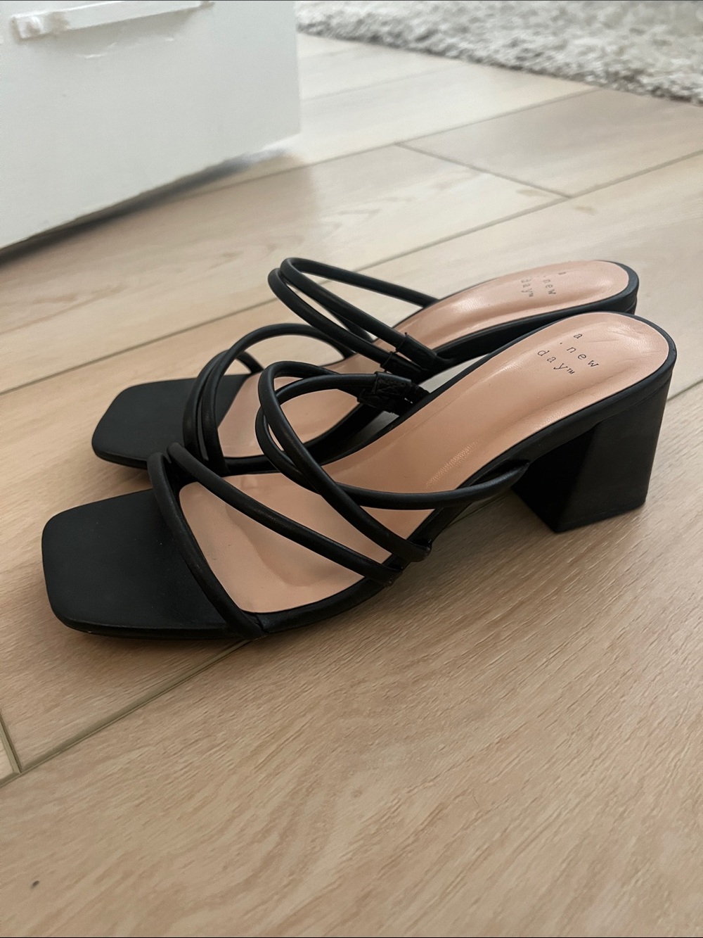 a new day Black Multi-Strap Block Heel Sandal